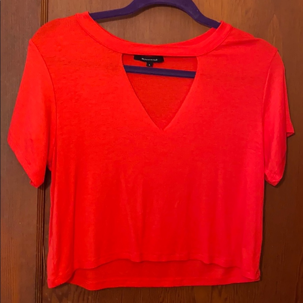 Red ribbed crop top